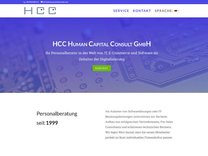 Internetseite HCC Personalberatung