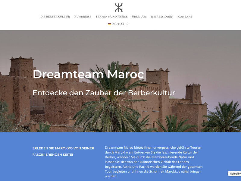 Screenshot der Internetseite Dreamteam Maroc